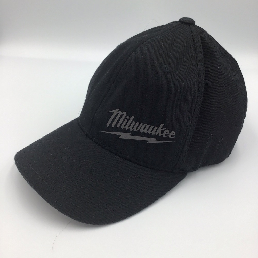 Milwaukee Black Baseball Hat Cap Fitted Mens L to XL Flex-fit
